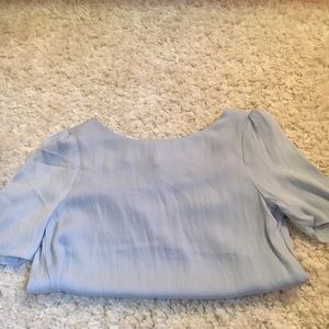 blue short sleeved blouse